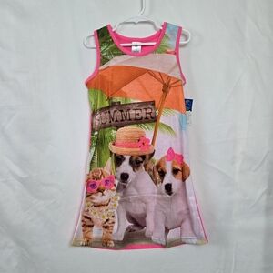 JV Apparel Girls Pink Summer Puppies Sleeveless Nightgown Sleep Shirt XS 4/5 New